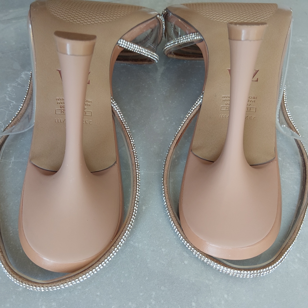 Zara Brown Rhinestone Strap Heels - Picture 5 of 6